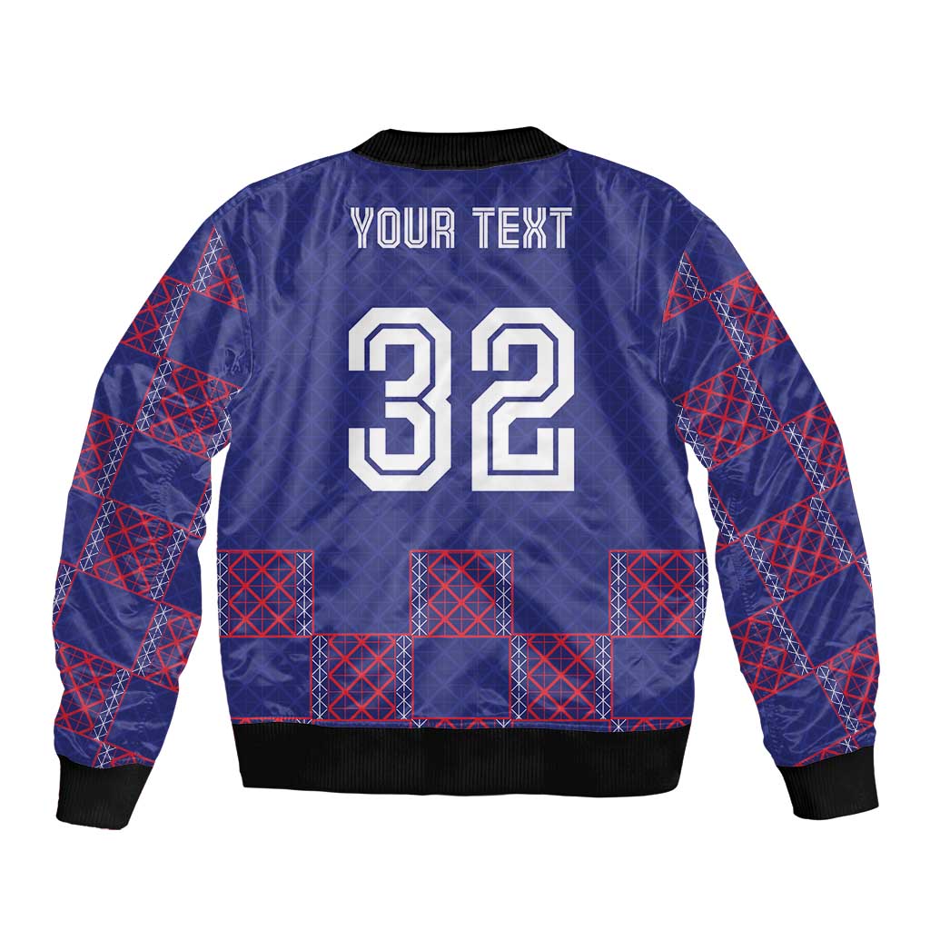 Custom Basketball Fan Jersey French Sleeve Zip Bomber Jacket Paris Architectural Heritage Checkered Style - Wonder Print Shop