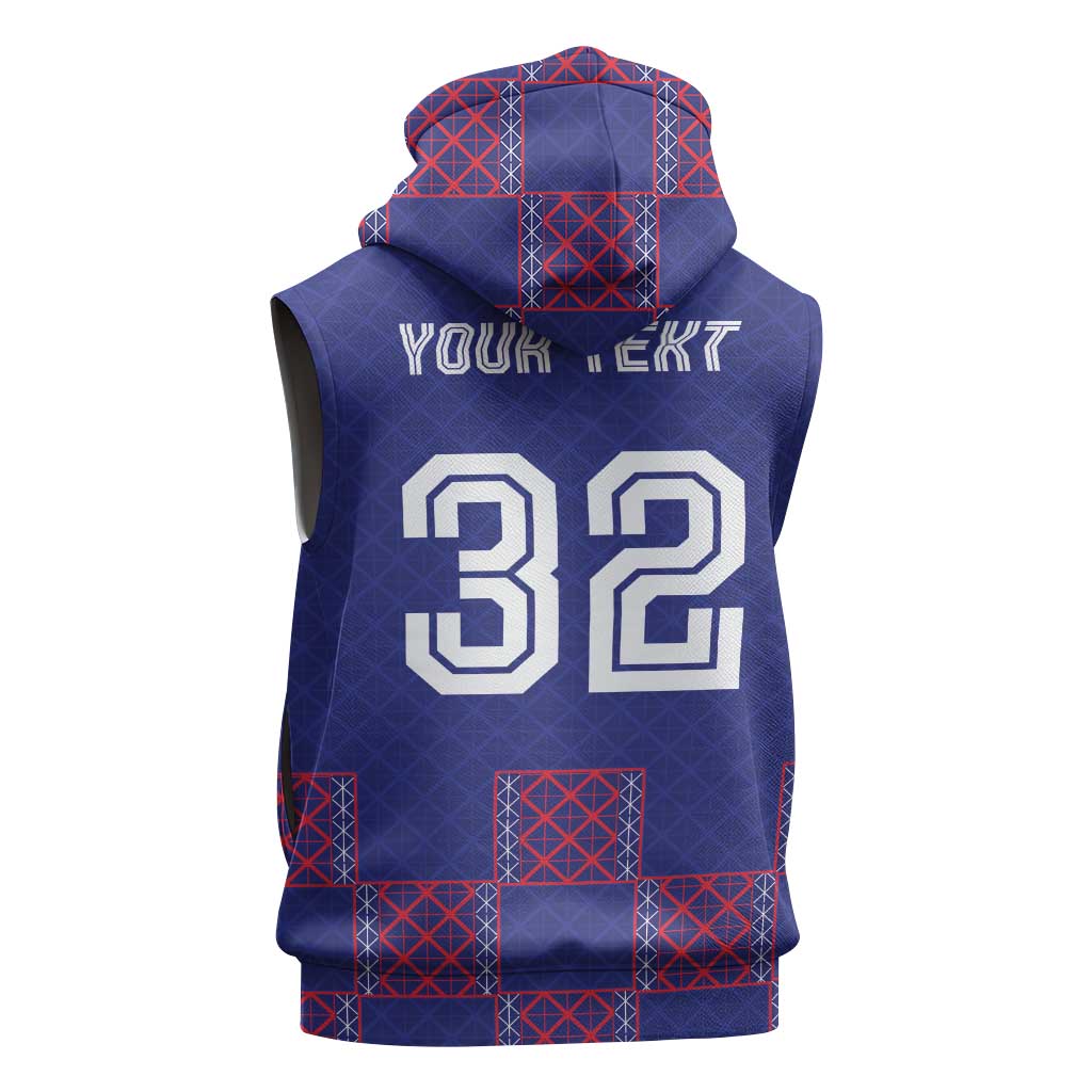 Custom Basketball Fan Jersey French Sleeveless Hoodie Paris Architectural Heritage Checkered Style - Wonder Print Shop