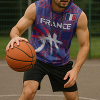Custom Basketball Fan Jersey French Sleeveless Hoodie Paris Architectural Heritage Checkered Style - Wonder Print Shop