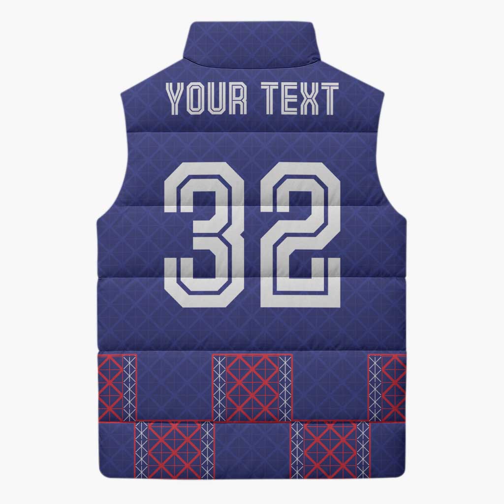 Custom Basketball Fan Jersey French Sleeveless Puffer Jacket Paris Architectural Heritage Checkered Style - Wonder Print Shop