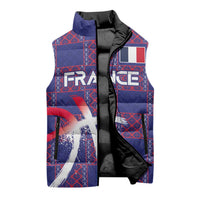 Custom Basketball Fan Jersey French Sleeveless Puffer Jacket Paris Architectural Heritage Checkered Style - Wonder Print Shop
