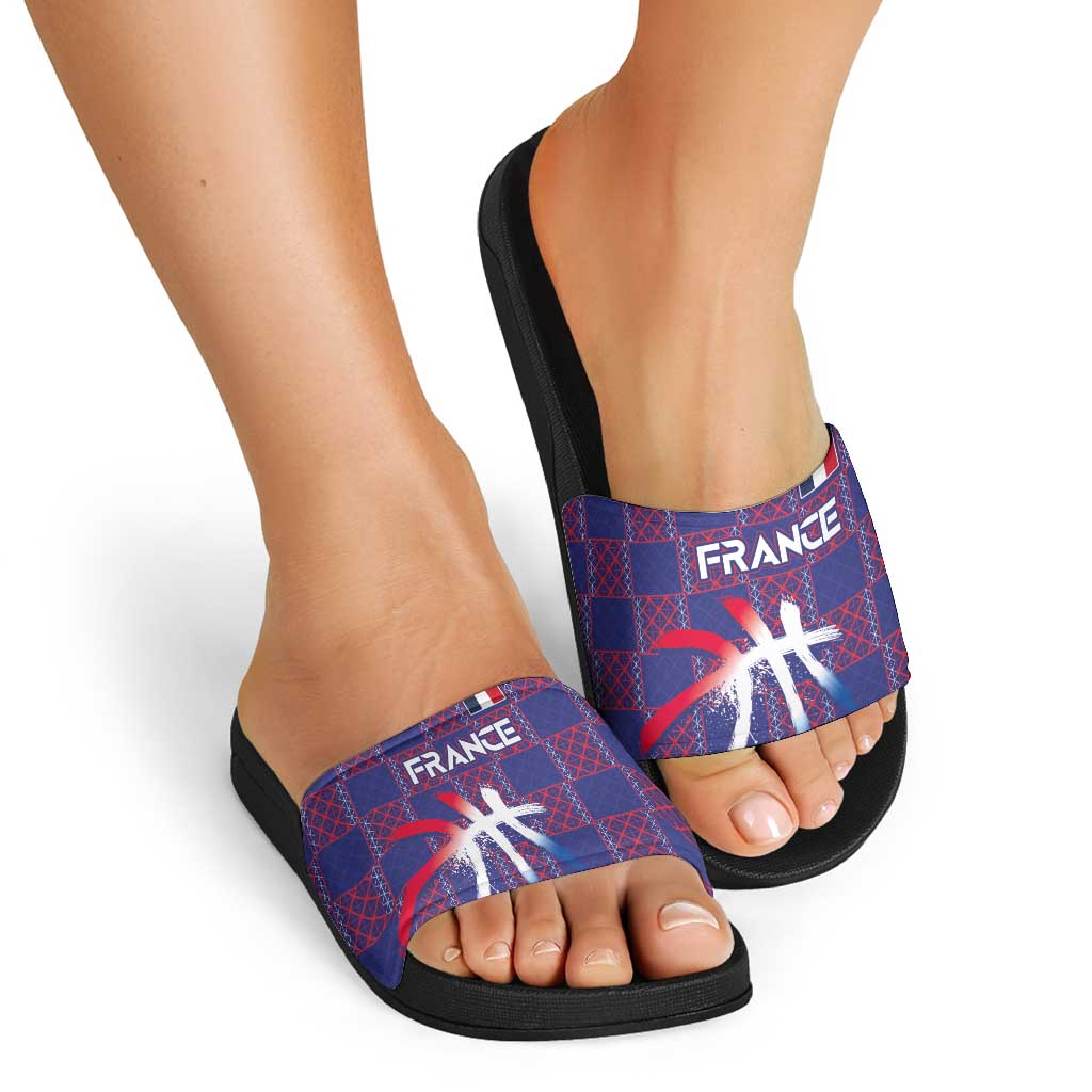 Basketball Fan Jersey French Slide Sandals Paris Architectural Heritage Checkered Style - Wonder Print Shop