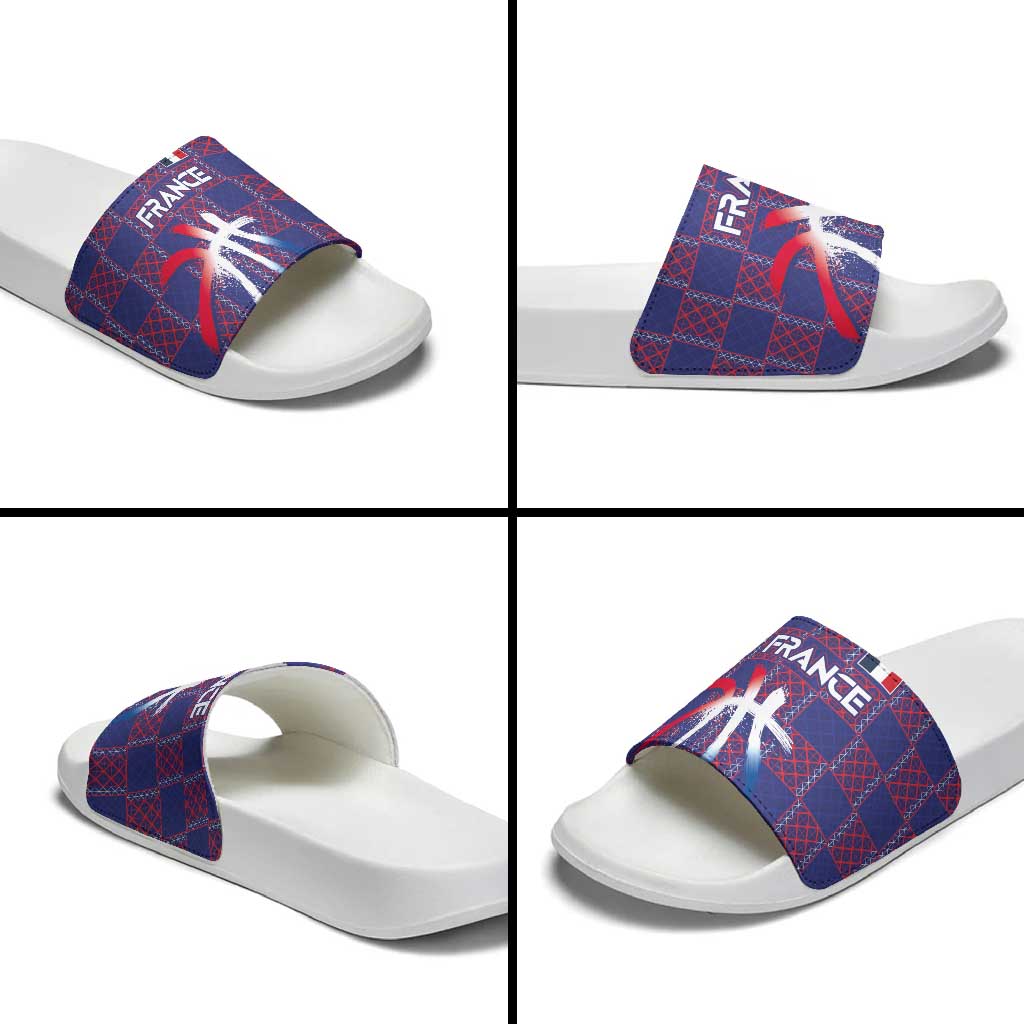 Basketball Fan Jersey French Slide Sandals Paris Architectural Heritage Checkered Style - Wonder Print Shop