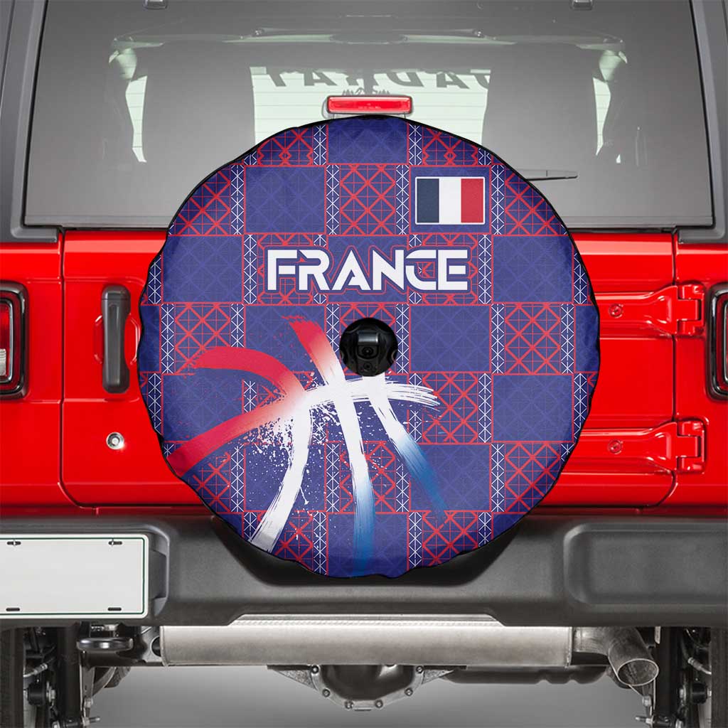 Basketball Fan Jersey French Spare Tire Cover Paris Architectural Heritage Checkered Style - Wonder Print Shop