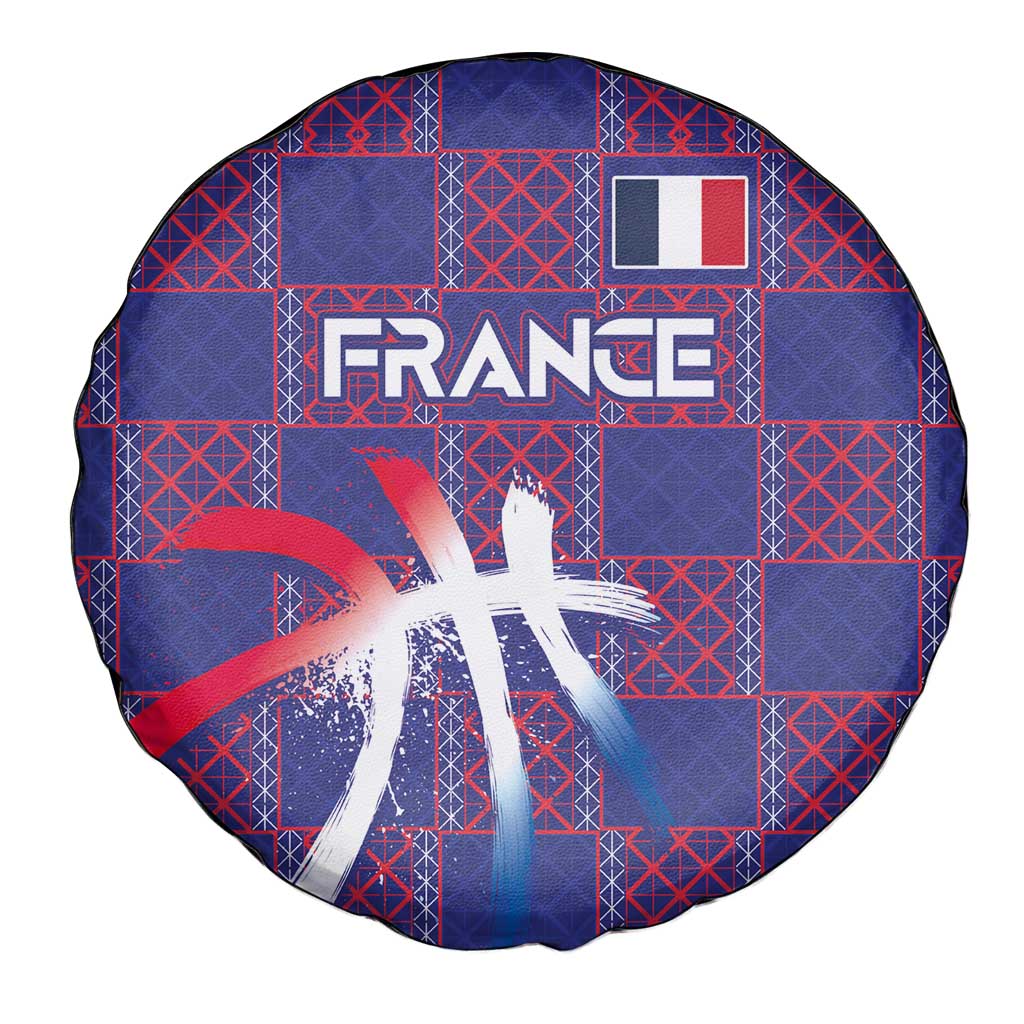 Basketball Fan Jersey French Spare Tire Cover Paris Architectural Heritage Checkered Style - Wonder Print Shop