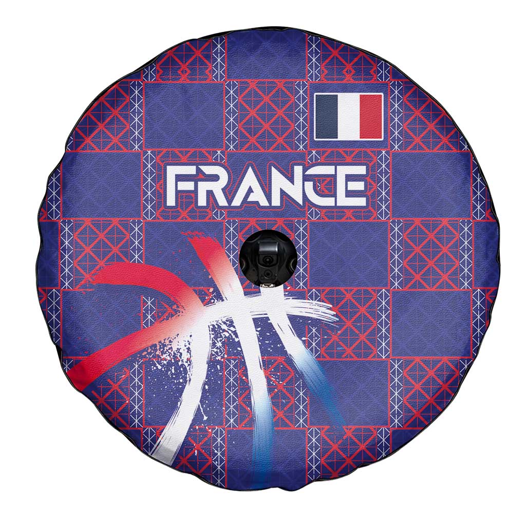 Basketball Fan Jersey French Spare Tire Cover Paris Architectural Heritage Checkered Style - Wonder Print Shop