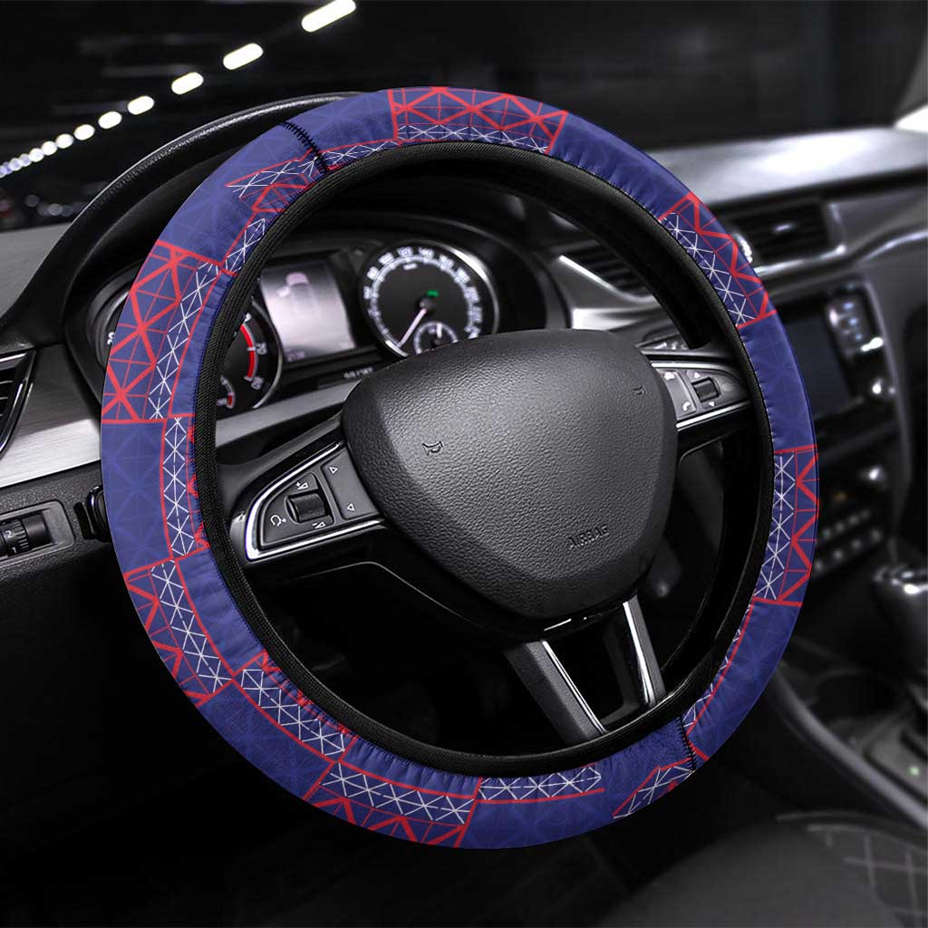 Basketball Fan Jersey French Steering Wheel Cover Paris Architectural Heritage Checkered Style - Wonder Print Shop
