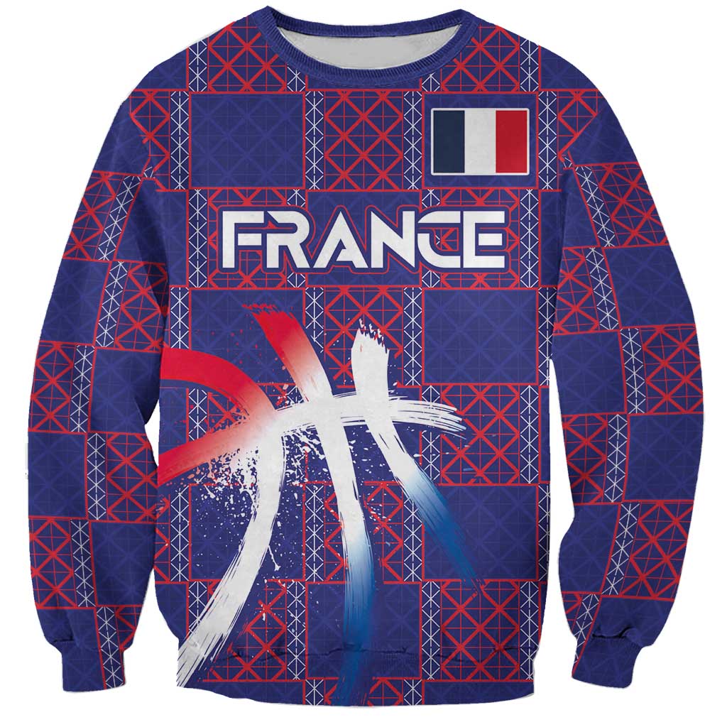 Custom Basketball Fan Jersey French Sweatshirt Paris Architectural Heritage Checkered Style - Wonder Print Shop