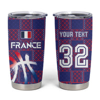 Custom Basketball Fan Jersey French Tumbler Cup Paris Architectural Heritage Checkered Style - Wonder Print Shop
