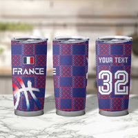 Custom Basketball Fan Jersey French Tumbler Cup Paris Architectural Heritage Checkered Style - Wonder Print Shop