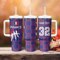 Custom Basketball Fan Jersey French Tumbler With Handle Paris Architectural Heritage Checkered Style - Wonder Print Shop
