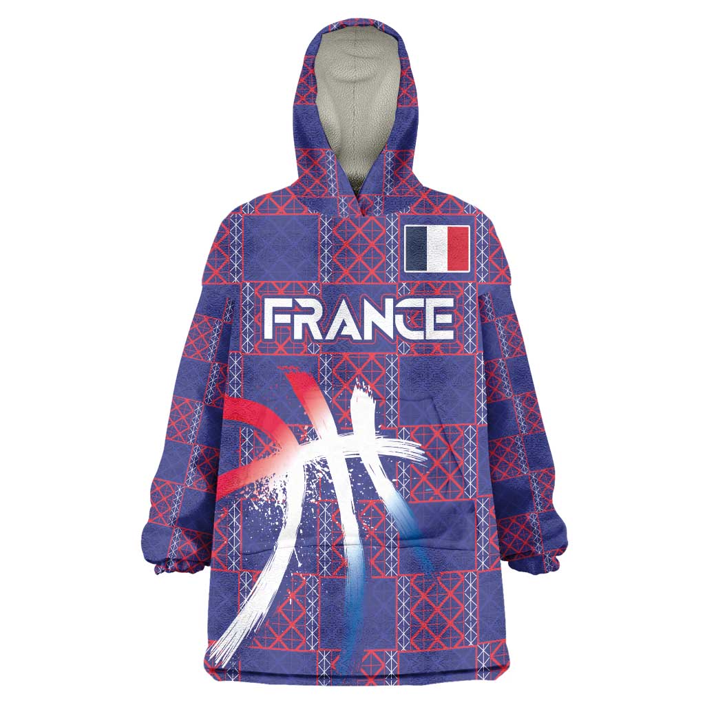 Custom Basketball Fan Jersey French Wearable Blanket Hoodie Paris Architectural Heritage Checkered Style - Wonder Print Shop