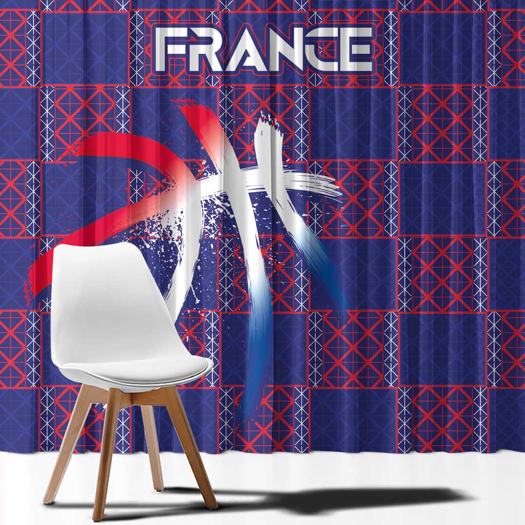 Basketball Fan Jersey French Window Curtain Paris Architectural Heritage Checkered Style - Wonder Print Shop