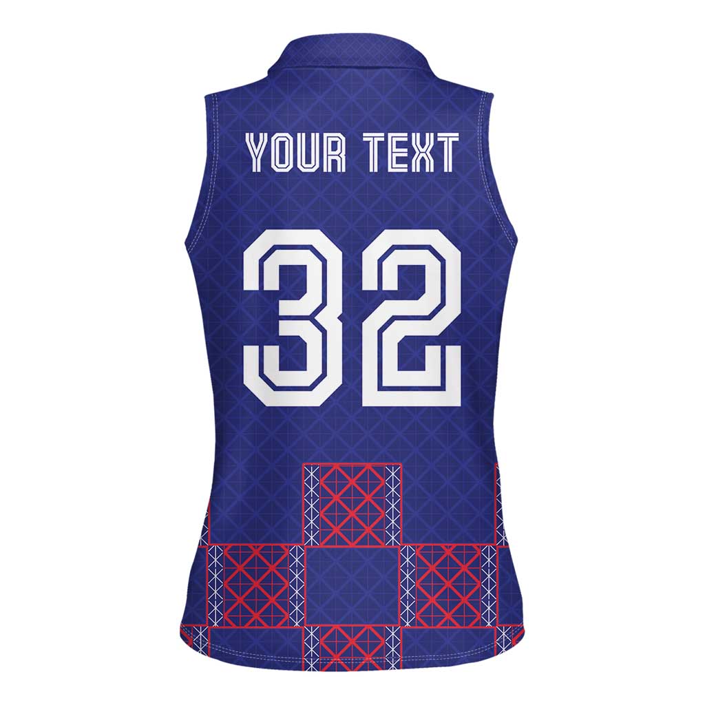 Custom Basketball Fan Jersey French Women Sleeveless Polo Shirt Paris Architectural Heritage Checkered Style - Wonder Print Shop