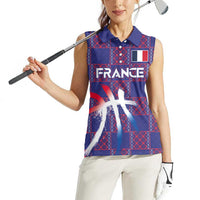 Custom Basketball Fan Jersey French Women Sleeveless Polo Shirt Paris Architectural Heritage Checkered Style - Wonder Print Shop