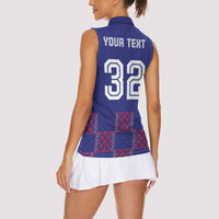 Custom Basketball Fan Jersey French Women Sleeveless Polo Shirt Paris Architectural Heritage Checkered Style - Wonder Print Shop