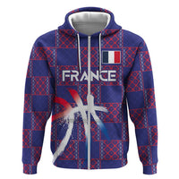Custom Basketball Fan Jersey French Zip Hoodie Paris Architectural Heritage Checkered Style - Wonder Print Shop
