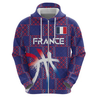 Custom Basketball Fan Jersey French Zip Hoodie Paris Architectural Heritage Checkered Style - Wonder Print Shop