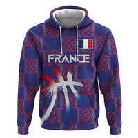 Custom Basketball Fan Jersey French Zip Hoodie Paris Architectural Heritage Checkered Style - Wonder Print Shop