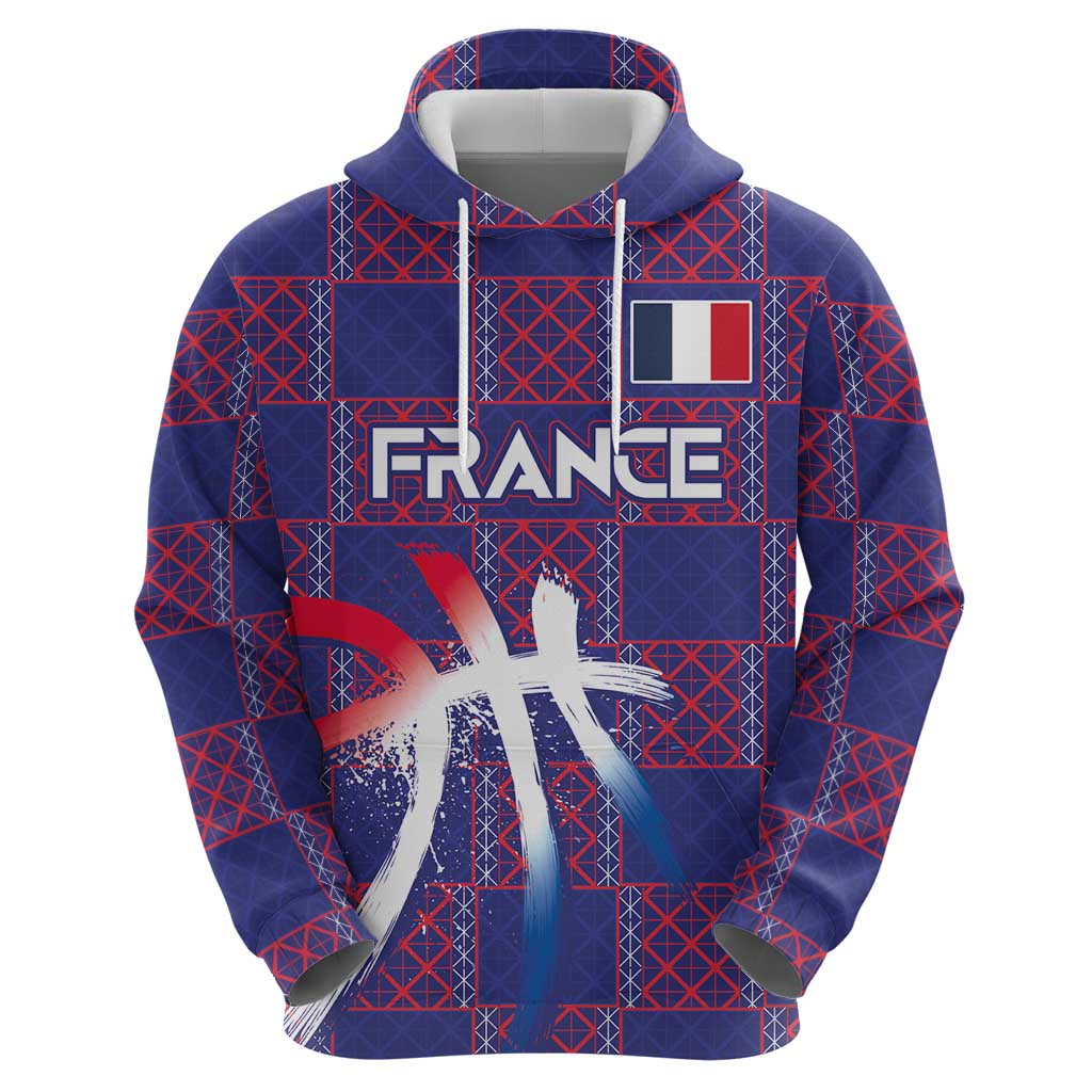 Custom Basketball Fan Jersey French Zip Hoodie Paris Architectural Heritage Checkered Style - Wonder Print Shop