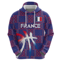 Custom Basketball Fan Jersey French Zip Hoodie Paris Architectural Heritage Checkered Style - Wonder Print Shop