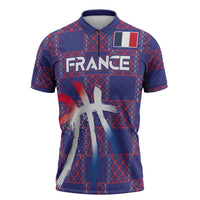 Custom Basketball Fan Jersey French Zipper Polo Shirt Paris Architectural Heritage Checkered Style - Wonder Print Shop