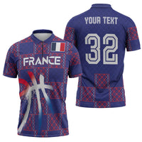 Custom Basketball Fan Jersey French Zipper Polo Shirt Paris Architectural Heritage Checkered Style - Wonder Print Shop