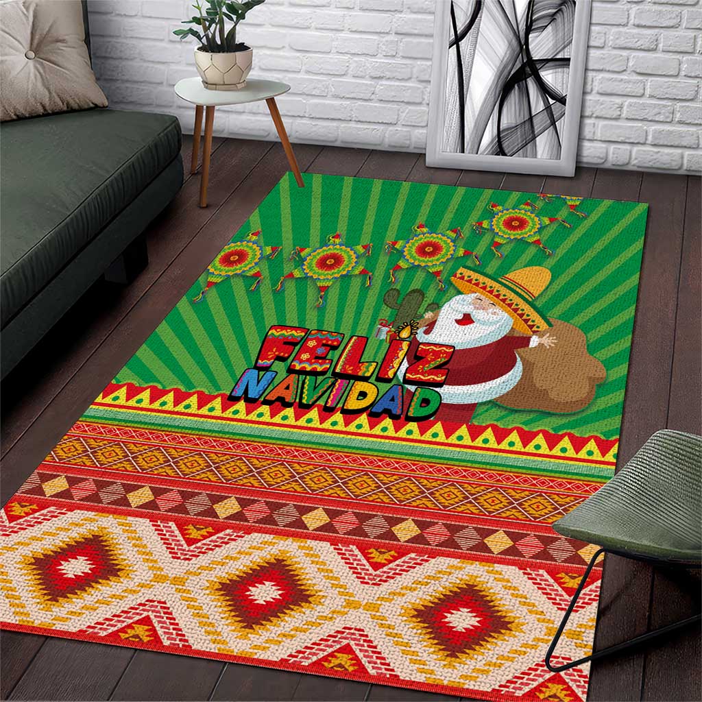 Mexico Area Rug Feliz Navidad Aztec Geometric Pattern - Wonder Print Shop
