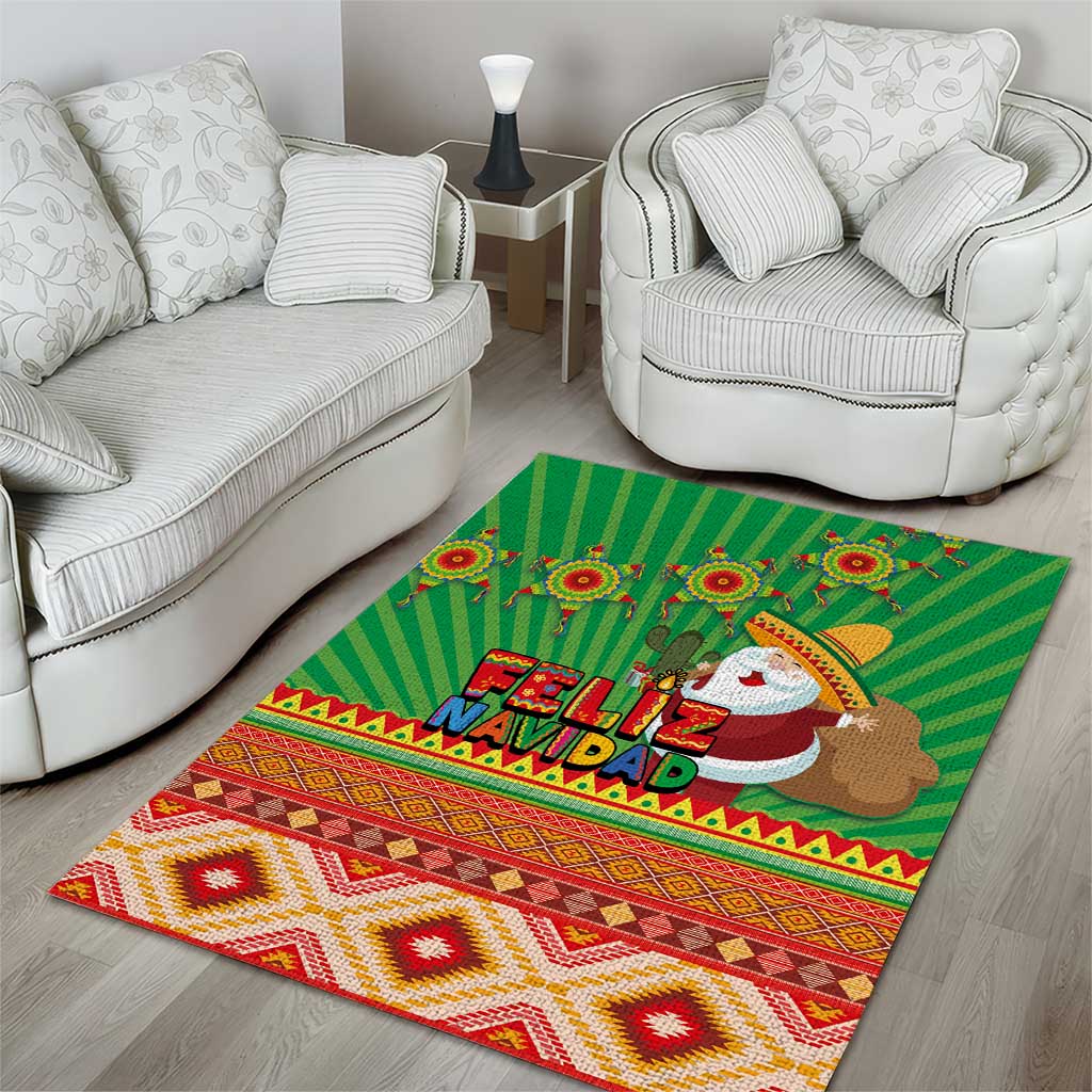 Mexico Area Rug Feliz Navidad Aztec Geometric Pattern - Wonder Print Shop