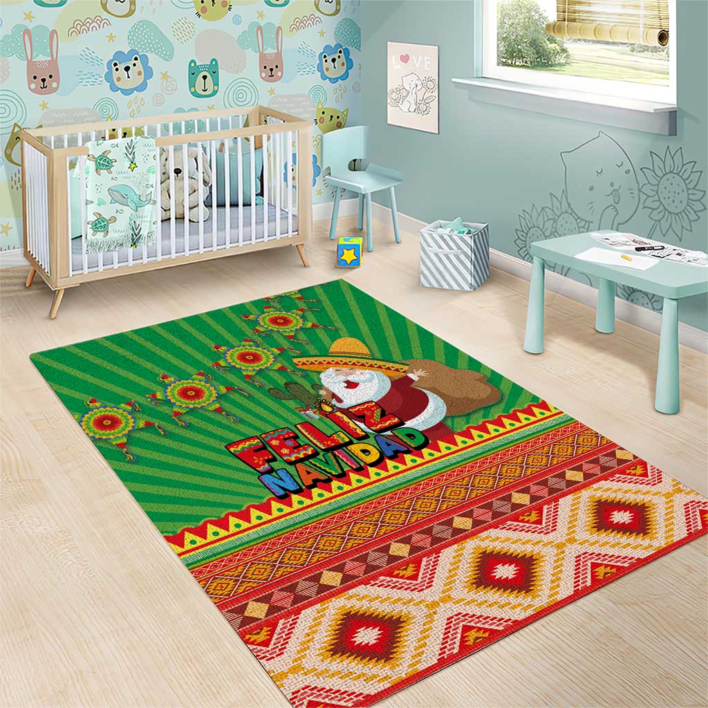Mexico Area Rug Feliz Navidad Aztec Geometric Pattern - Wonder Print Shop