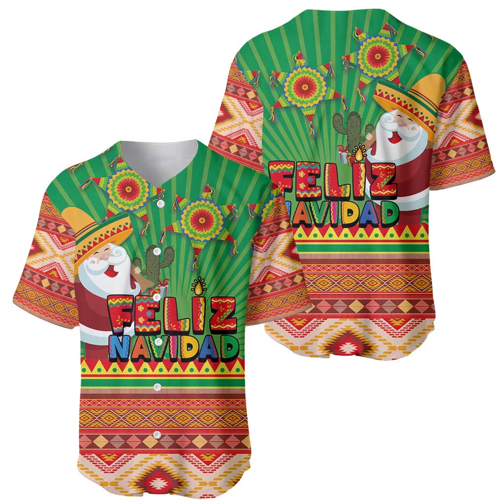 Mexico Baseball Jersey Feliz Navidad Aztec Geometric Pattern - Wonder Print Shop
