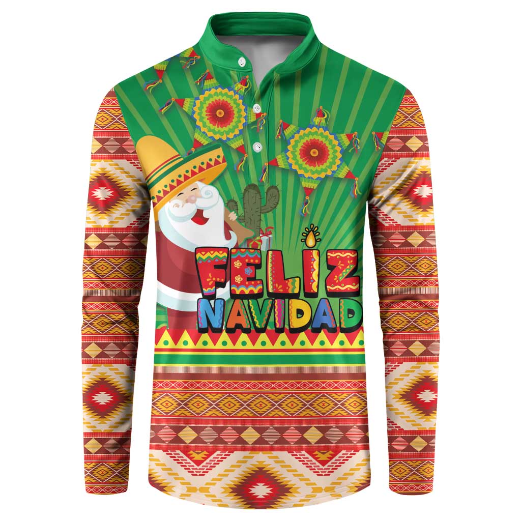 Mexico Button Sweatshirt Feliz Navidad Aztec Geometric Pattern - Wonder Print Shop