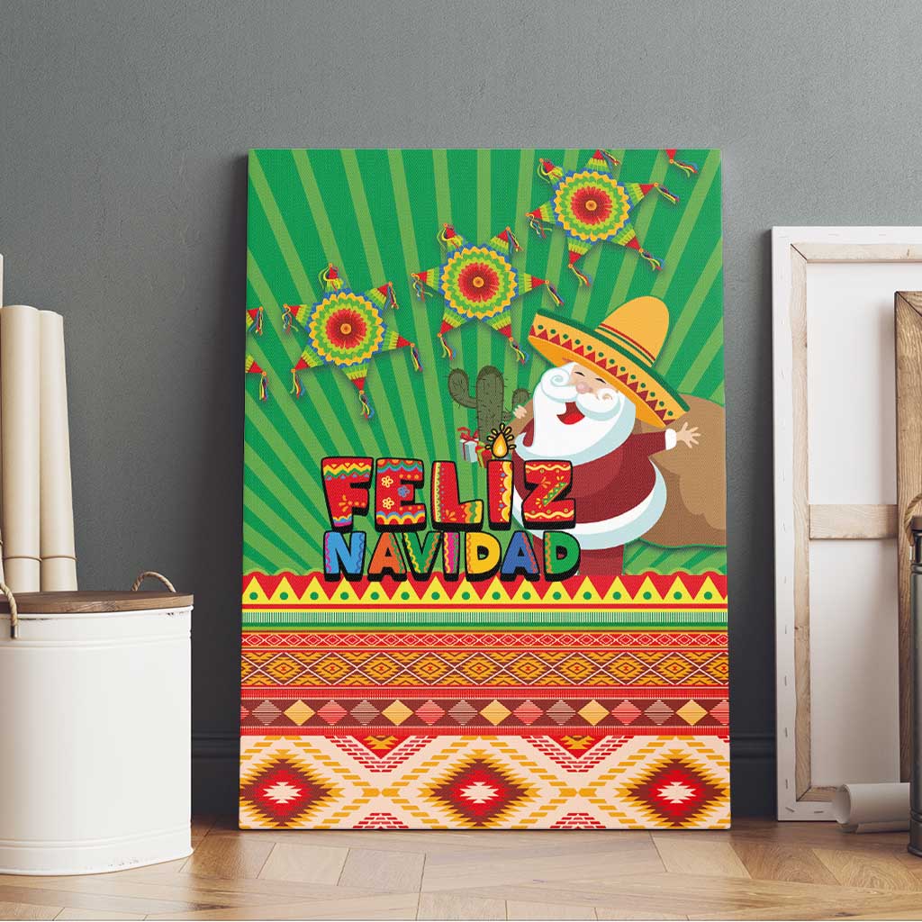 Mexico Canvas Wall Art Feliz Navidad Aztec Geometric Pattern - Wonder Print Shop