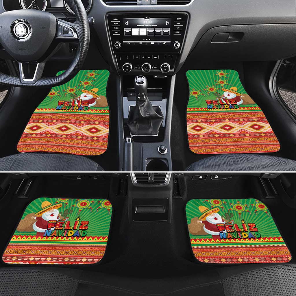 Mexico Car Mats Feliz Navidad Aztec Geometric Pattern - Wonder Print Shop