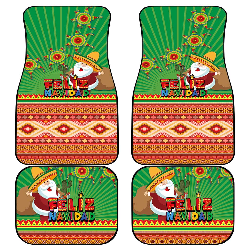 Mexico Car Mats Feliz Navidad Aztec Geometric Pattern - Wonder Print Shop