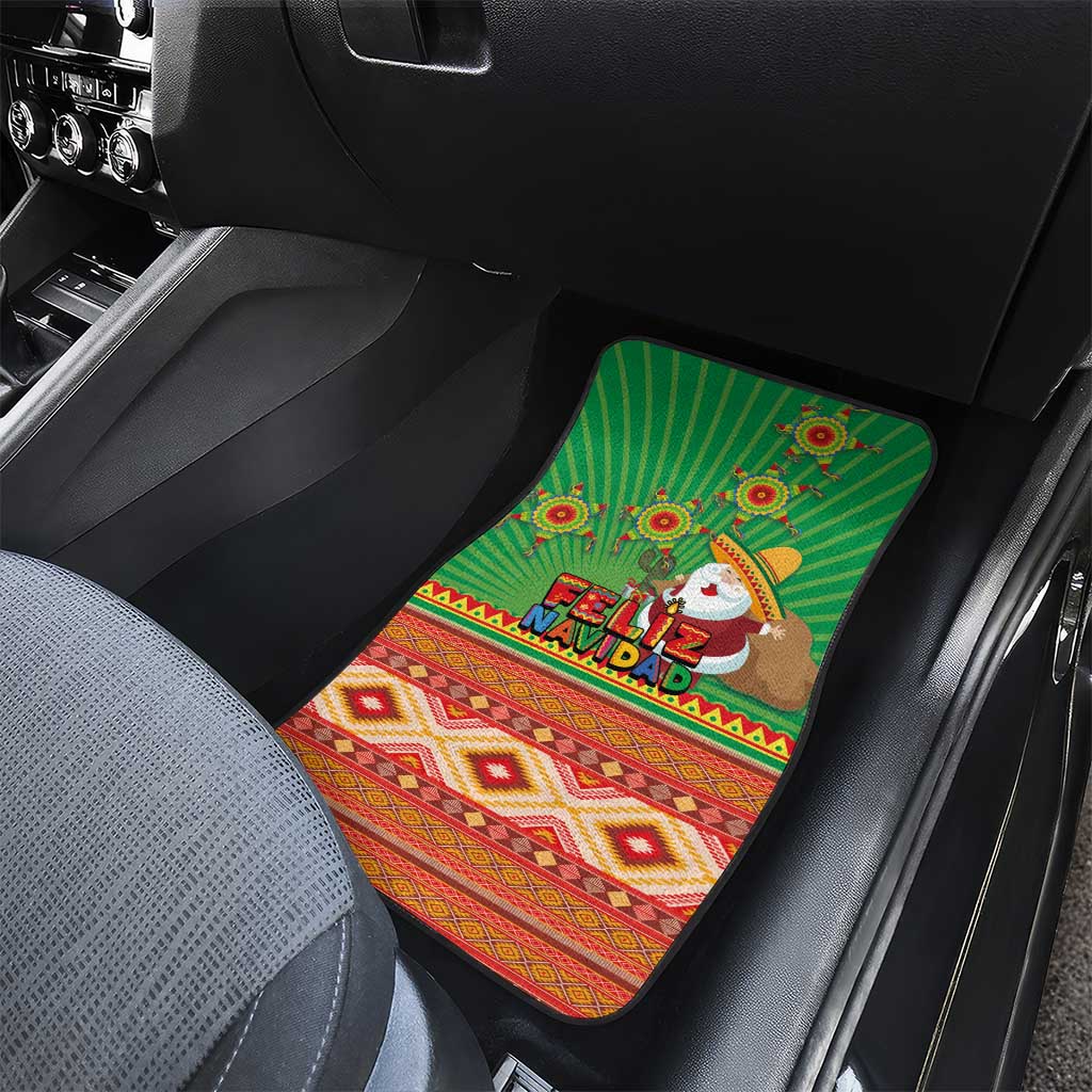 Mexico Car Mats Feliz Navidad Aztec Geometric Pattern - Wonder Print Shop