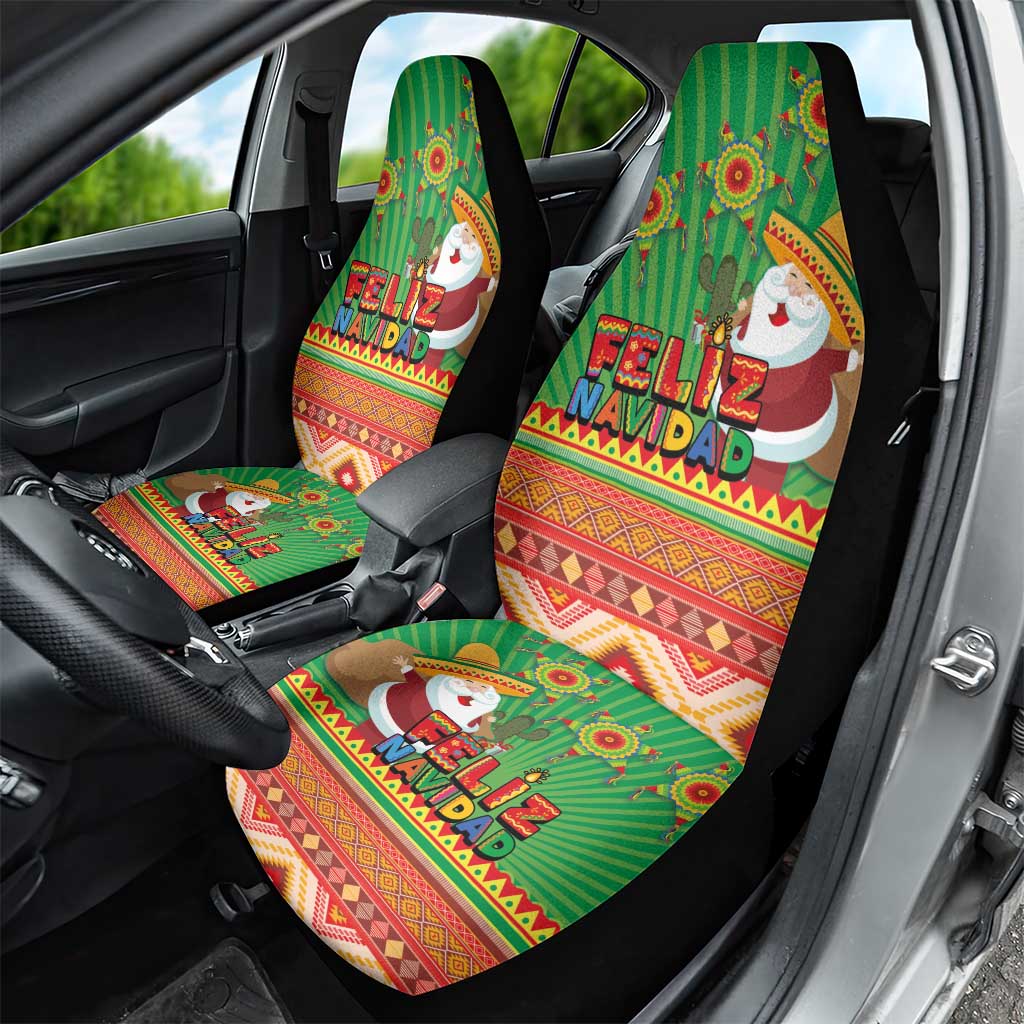 Mexico Car Seat Cover Feliz Navidad Aztec Geometric Pattern - Wonder Print Shop