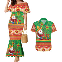 Mexico Couples Matching Mermaid Dress and Hawaiian Shirt Feliz Navidad Aztec Geometric Pattern - Wonder Print Shop