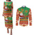 Mexico Couples Matching Puletasi and Long Sleeve Button Shirt Feliz Navidad Aztec Geometric Pattern - Wonder Print Shop
