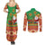 Mexico Couples Matching Summer Maxi Dress and Long Sleeve Button Shirt Feliz Navidad Aztec Geometric Pattern - Wonder Print Shop