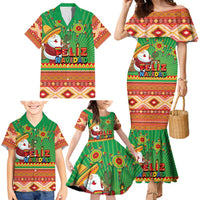 Mexico Family Matching Mermaid Dress and Hawaiian Shirt Feliz Navidad Aztec Geometric Pattern - Wonder Print Shop
