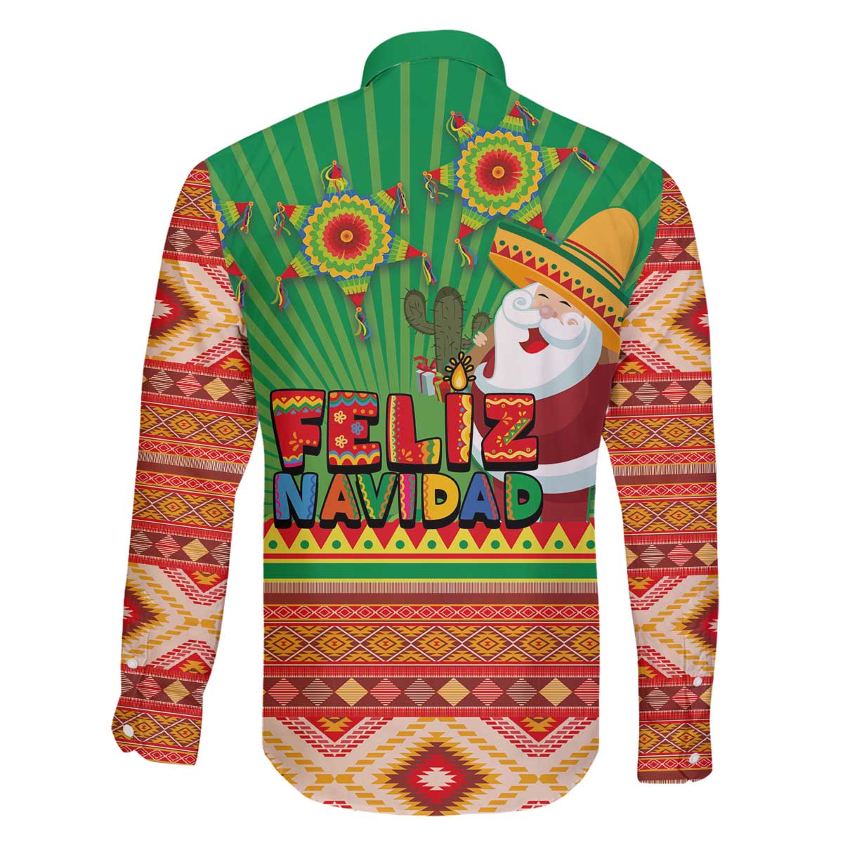 Mexico Family Matching Off The Shoulder Long Sleeve Dress and Hawaiian Shirt Feliz Navidad Aztec Geometric Pattern - Wonder Print Shop