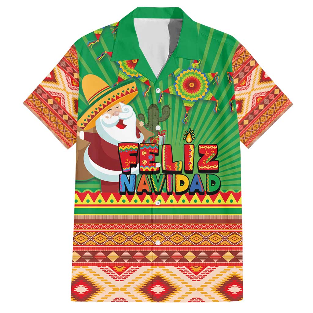 Mexico Family Matching Short Sleeve Bodycon Dress and Hawaiian Shirt Feliz Navidad Aztec Geometric Pattern - Wonder Print Shop