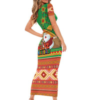 Mexico Family Matching Short Sleeve Bodycon Dress and Hawaiian Shirt Feliz Navidad Aztec Geometric Pattern - Wonder Print Shop