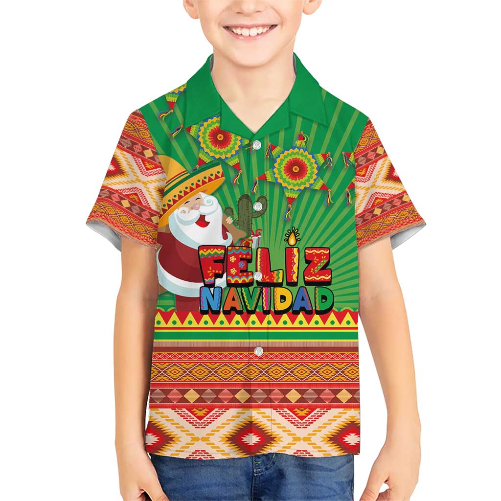 Mexico Family Matching Short Sleeve Bodycon Dress and Hawaiian Shirt Feliz Navidad Aztec Geometric Pattern - Wonder Print Shop