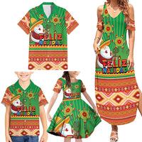 Mexico Family Matching Summer Maxi Dress and Hawaiian Shirt Feliz Navidad Aztec Geometric Pattern - Wonder Print Shop