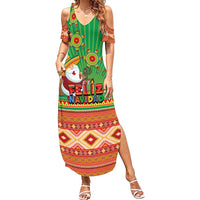 Mexico Family Matching Summer Maxi Dress and Hawaiian Shirt Feliz Navidad Aztec Geometric Pattern - Wonder Print Shop