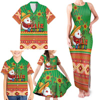 Mexico Family Matching Tank Maxi Dress and Hawaiian Shirt Feliz Navidad Aztec Geometric Pattern - Wonder Print Shop