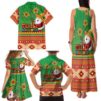 Mexico Family Matching Tank Maxi Dress and Hawaiian Shirt Feliz Navidad Aztec Geometric Pattern - Wonder Print Shop