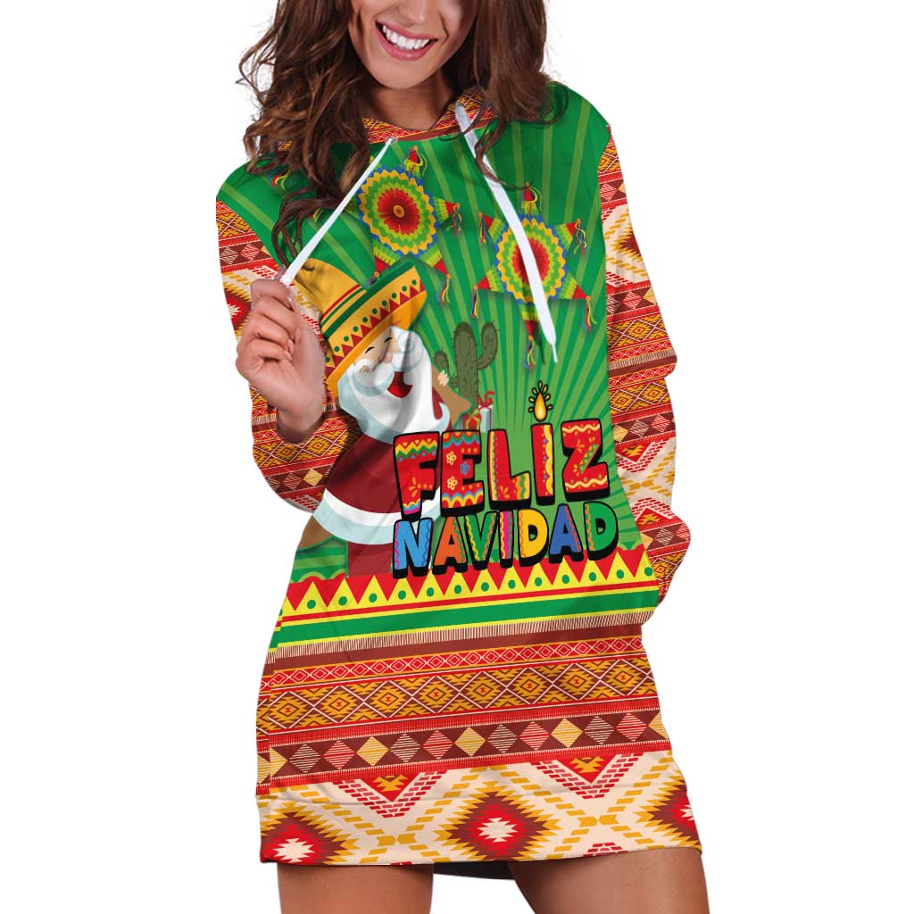 Mexico Hoodie Dress Feliz Navidad Aztec Geometric Pattern - Wonder Print Shop